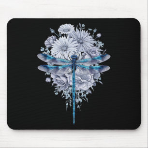 Mousepad Dragonfly Blue Watercolor Art Insetos Sobre a Terr