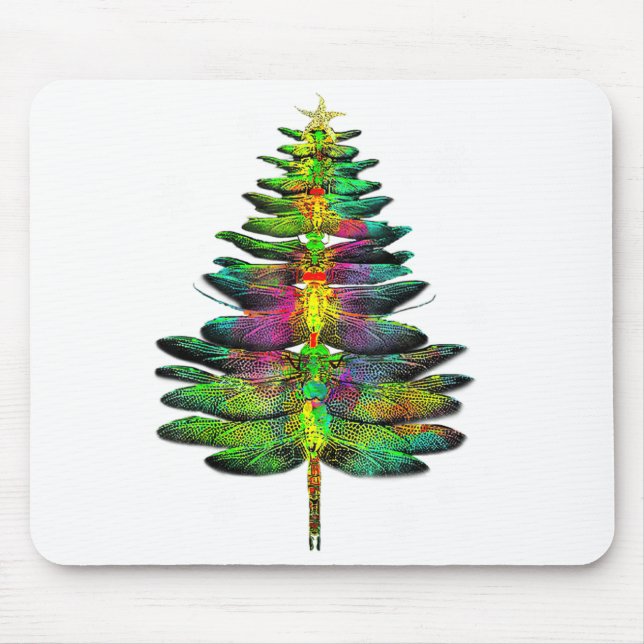 Mousepad Dragonfly Christmas Tree Dragonfly Xmas  (Frente)