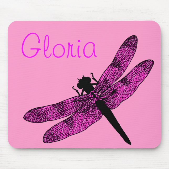 Mousepad Dragonfly com asa rosa (Frente)
