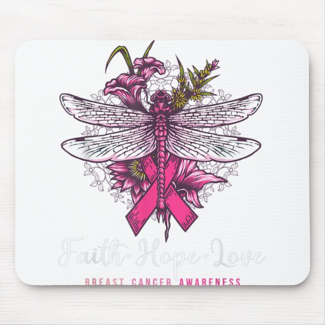 Mousepad Dragonfly Faith Esperança Ama Consciência do Cance (Frente)