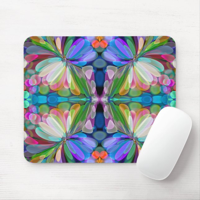 Mousepad Dragonfly Garden Abstrato Floral (Com mouse)