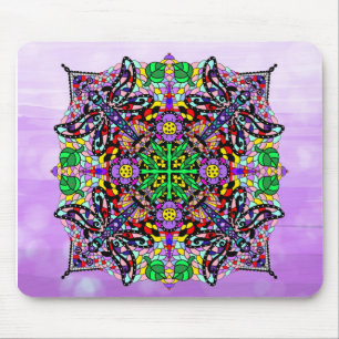 Mousepad Dragonfly Roxa Tava Mandala Colorida