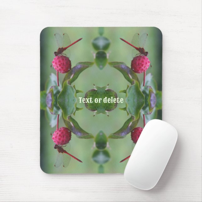 Mousepad Dragonfly Vermelha Na Fruta Dogwood Personalizada (Com mouse)