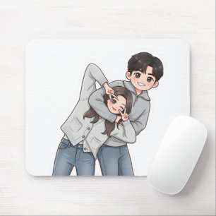 Mousepad Drama Coreano Romântico Gesto do Coração de Casal
