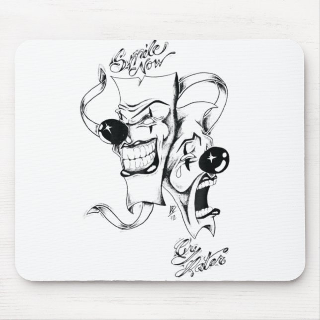 Mousepad Drama Máscara Sorria Agora Chore Mais Tarde (Frente)