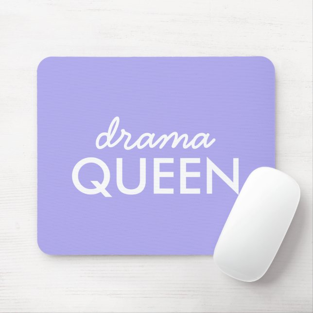 Mousepad Drama Queen | Trendy Modern Purple Girly Cote Art (Com mouse)