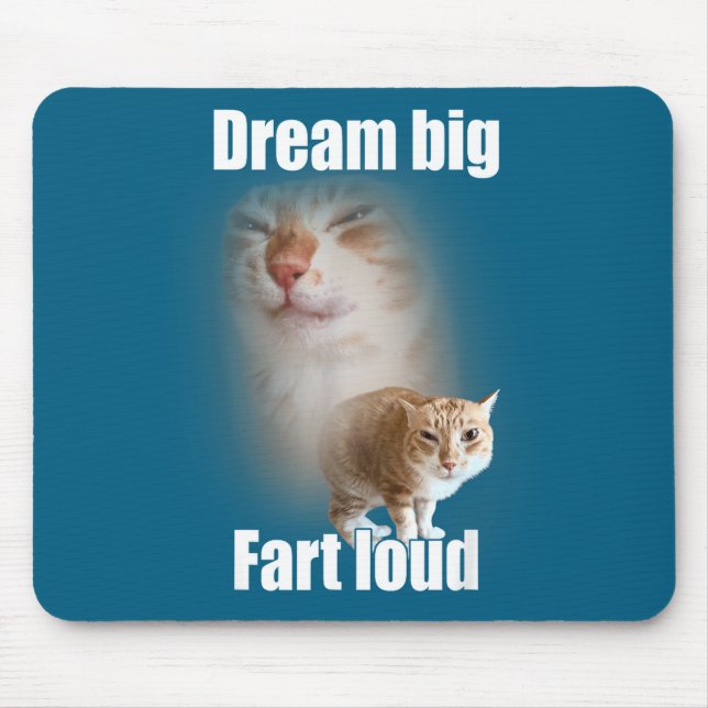 Mousepad Dream Big Fart Loud Cat Meme Funny Saying  (Frente)