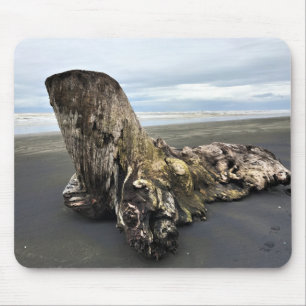 Mousepad Driftwood na praia de Benson, Cabo Desapontado, WA