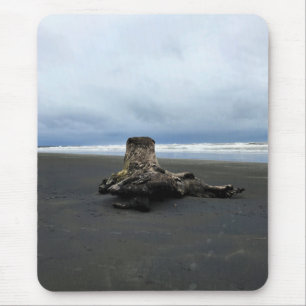 Mousepad Driftwood na praia de Benson, Cabo Desapontado, WA
