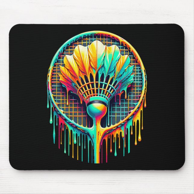 Mousepad Dripping Paint Badminton Player Shuttle Racket  (Frente)