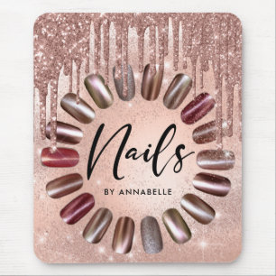 Mousepad Drives Dourados de Glitter do Unhas Modern Rosa 