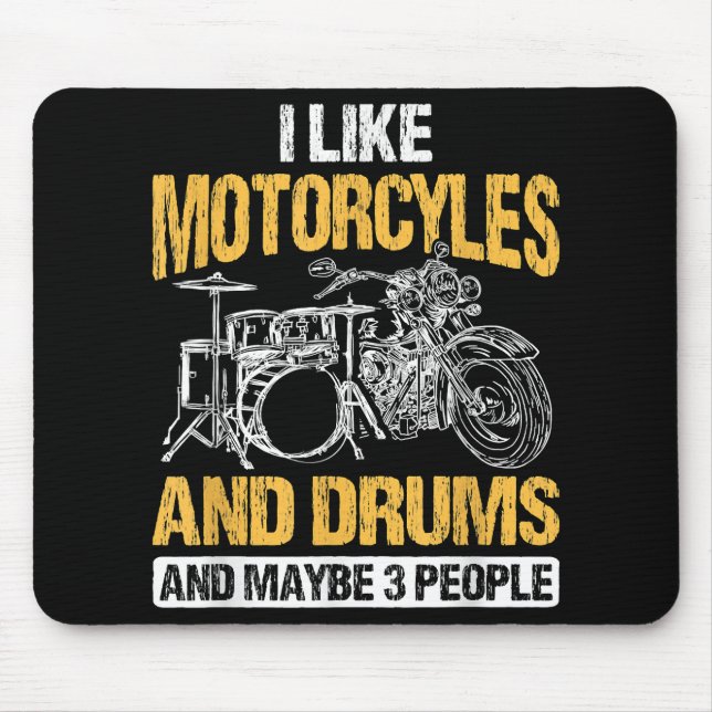 Mousepad Drummer Drumming Eu Gosto De Motociclos E Tambores (Frente)