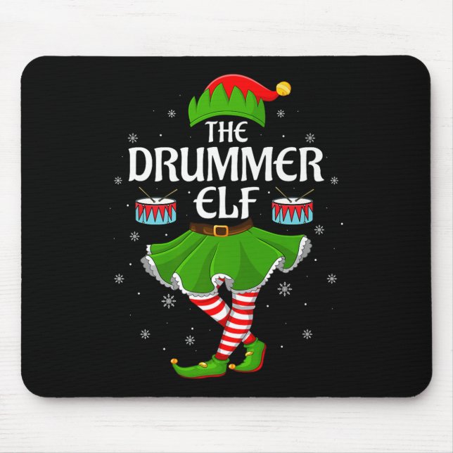Mousepad Drummer Elf Christmas Family Girls Women Elf Squad (Frente)