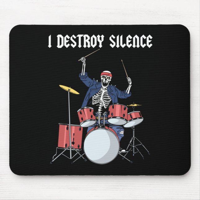 Mousepad Drummer Rock Music Banda Drums Eu Destruo Silêncio (Frente)