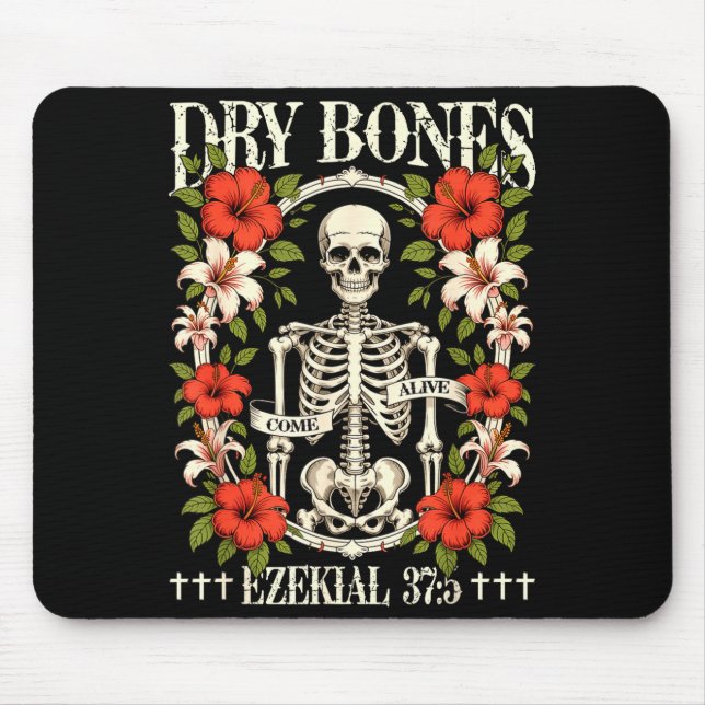 Mousepad Dry Bones Come Alive Funny Skeleton Floral Christi (Frente)