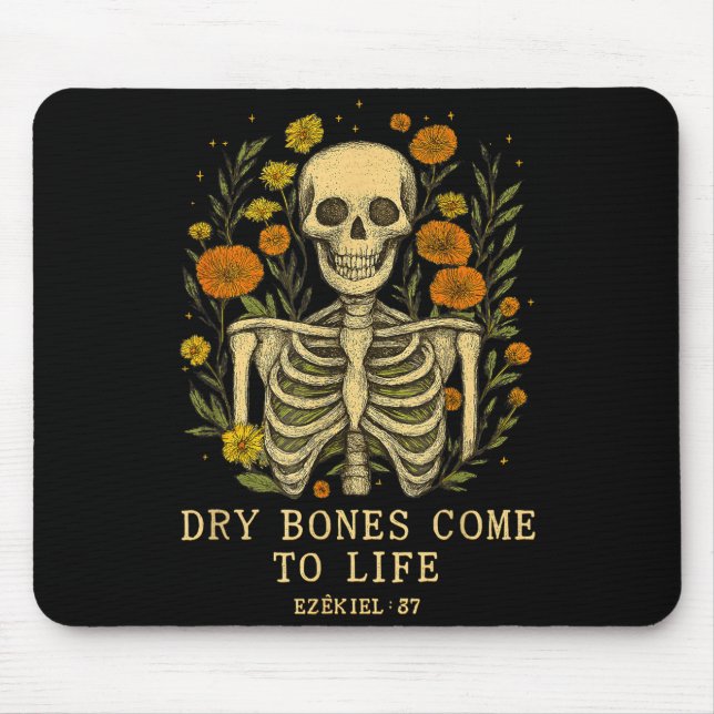 Mousepad Dry Bones Come To Life Dancing Floral Skeleton  (Frente)