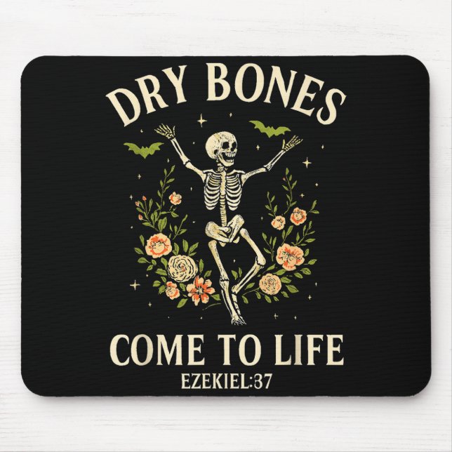 Mousepad Dry Bones Come To Life Dancing Floral Skeleton  (Frente)