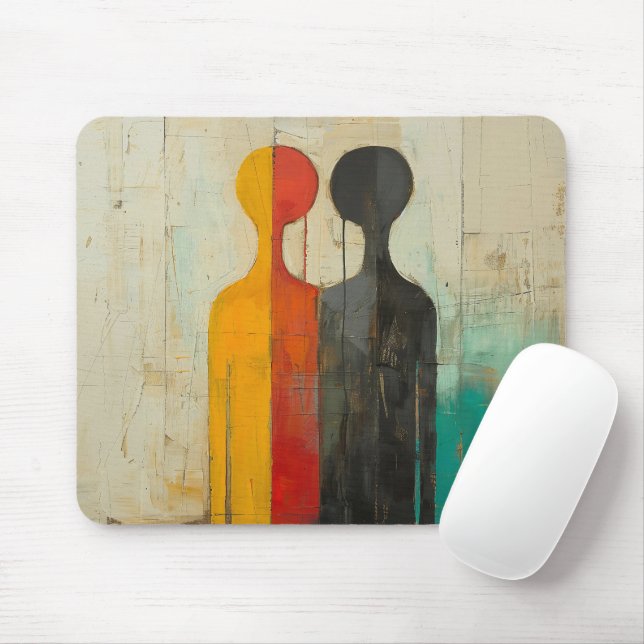 Mousepad Dualidade – Figuras Humanas Abstratas em Contraste (Com mouse)