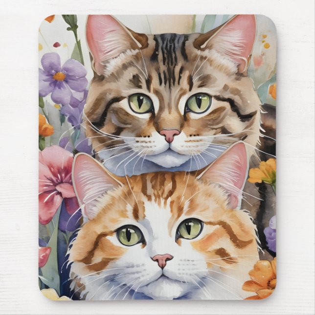 Mousepad Duas caras bonitas de gatinho (Frente)