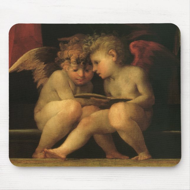 Mousepad Duas Cherubs Lendo por Rosso Fiorentino, Angels (Frente)