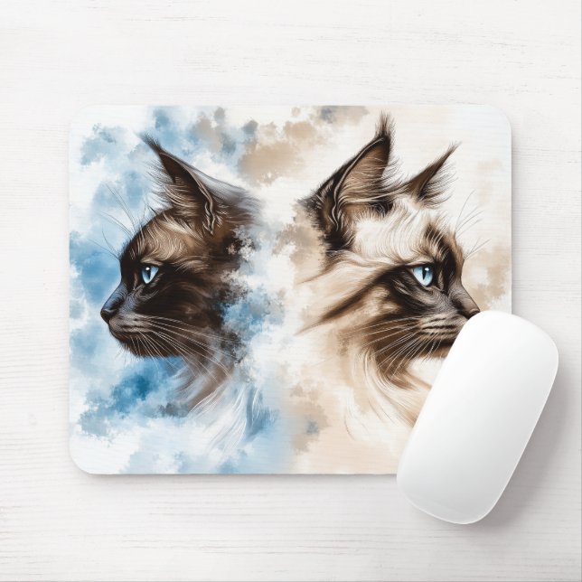 Mousepad Duas cores aquáticas para gatos (Com mouse)
