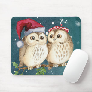 Mousepad Duas corujas bonitinhas desenhadas