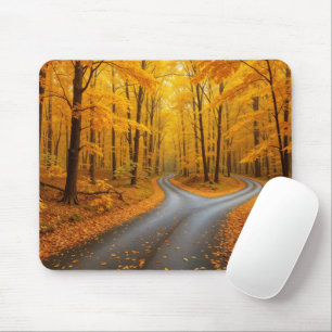 Mousepad Duas Estradas em uma Floresta de Outono