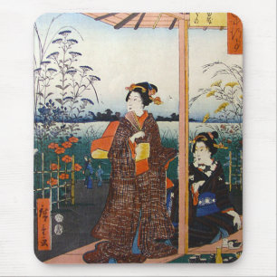 Mousepad Duas gueixas Woodblock tradicional japonês Ukiyo-E