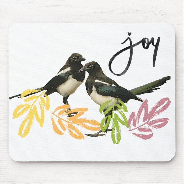 Mousepad Duas Magpies com sotaques Florais (Frente)