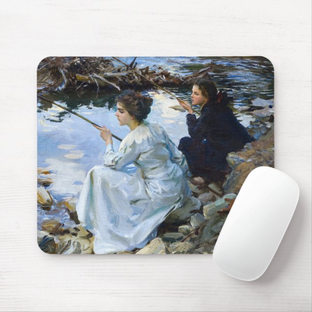Mousepad Duas Meninas a Pescar, 1912, por John Singer Sarge (Com mouse)