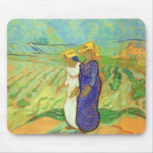 Mousepad Duas mulheres cruzando os campos por Vincent van G