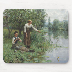 Mousepad Duas mulheres que pescam pelo cavaleiro de Daniel