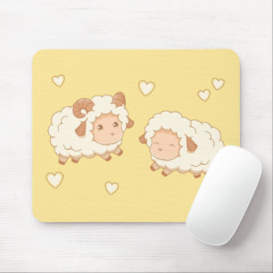 Mousepad Duas Pequenas Ovelhas Bonitas, Amarelas