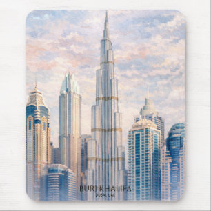 Mousepad Dubai Burj Khalifa Cidade de Luxo Paisagem Urbana 