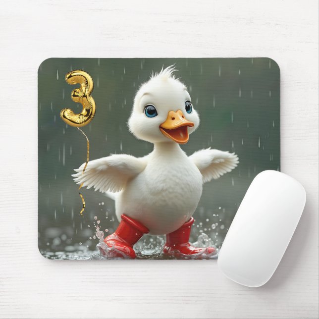 Mousepad Ducha Branca em uma poça de chuva com balão nº 3 (Com mouse)