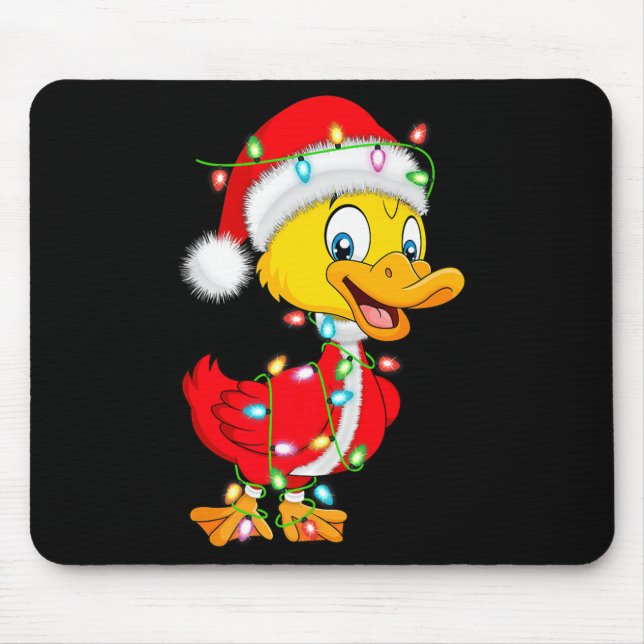 Mousepad Duck Christmas Lights Santa Costume Cute Animal Xm (Frente)