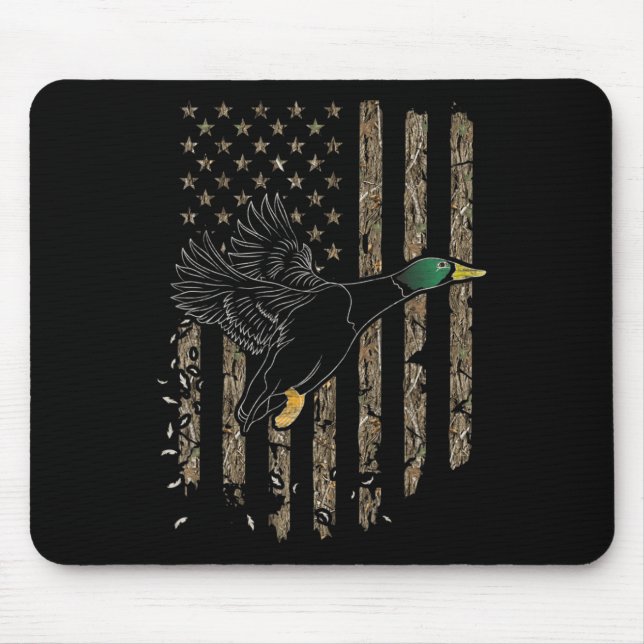 Mousepad Duck Hunter American Flag Waterfowl Hunting Camouf (Frente)