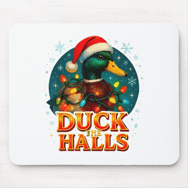 Mousepad Duck The Halls Funny Christmas Lights Hunting Seas (Frente)