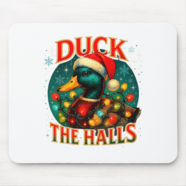 Mousepad Duck The Halls Funny Christmas Lights Hunting Seas (Frente)