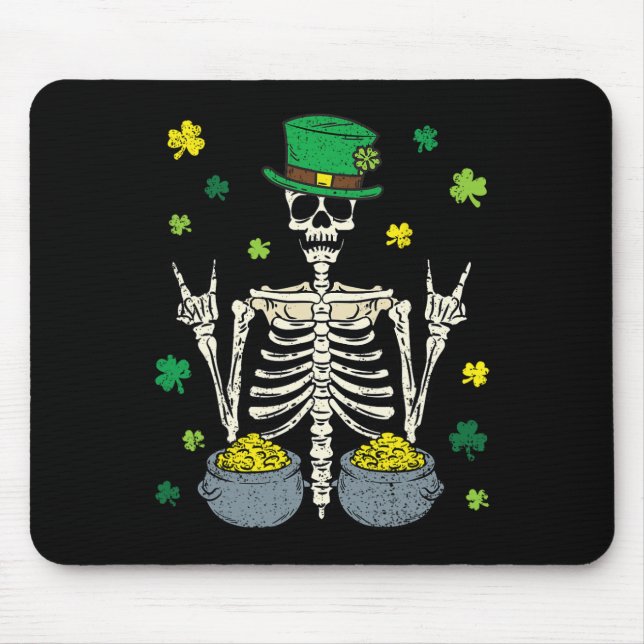 Mousepad Duende Esqueleto Dia de São Patrício Trevo (Frente)