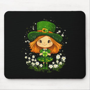 Mousepad Duende Feminino Trevo Meninas Dia de São Patrício 