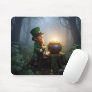 Mousepad Duende Irlandês em uma Floresta Nebulosa
