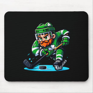 Mousepad Duende Jogando Hóquei Dia de São Patrício Esporte 