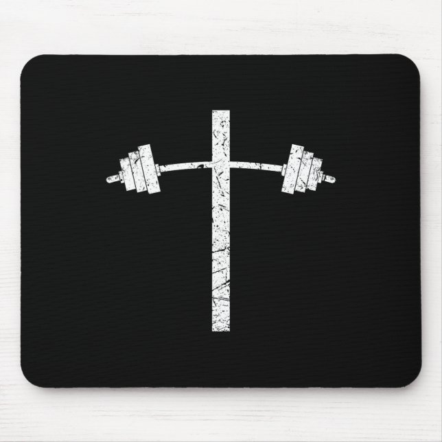 Mousepad Dumbbell Barbell Cross Christian Gym Workout Lifti (Frente)