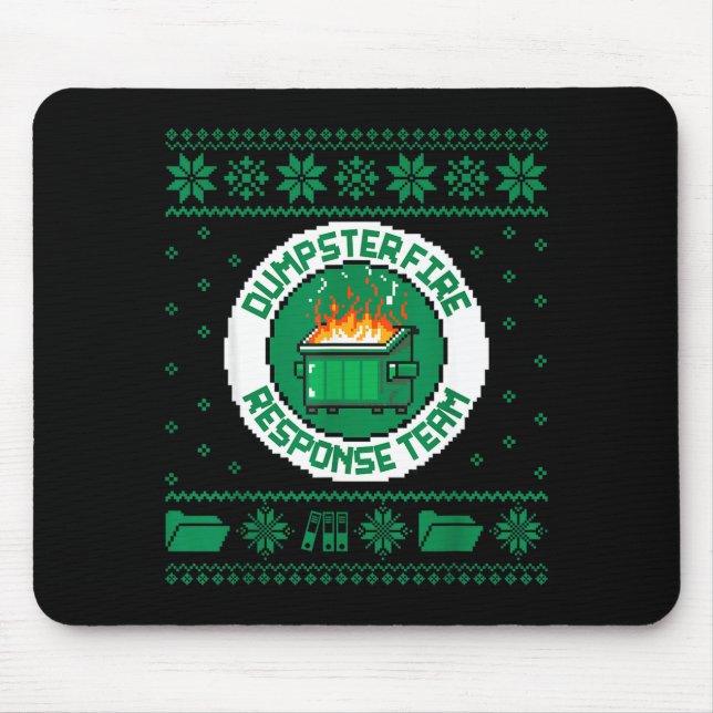 Mousepad Dumpster Fire Resnse Team Chaos Ugly Sweater Cute  (Frente)