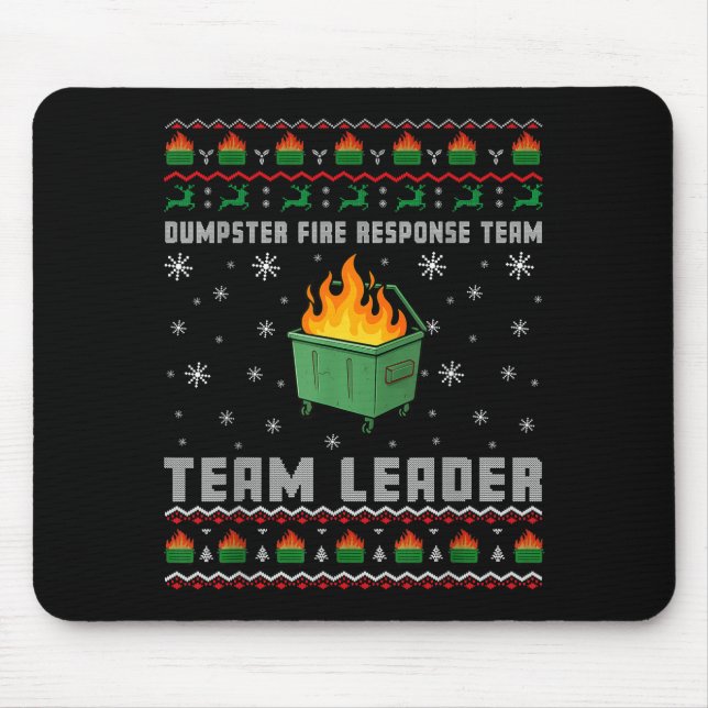 Mousepad Dumpster Fire Resnse Team Ugly Christmas Sweaters  (Frente)