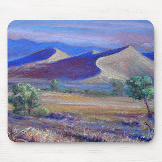 Mousepad Dunas Sunset, Montanhas Distantes e Árvores Mousep (Frente)