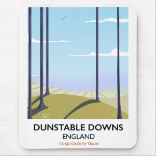 Mousepad dunstable downs estilo vintage poster de viagens