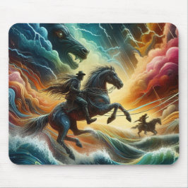 Mousepad Duo Dinâmico: Aventura Stormy Horseback