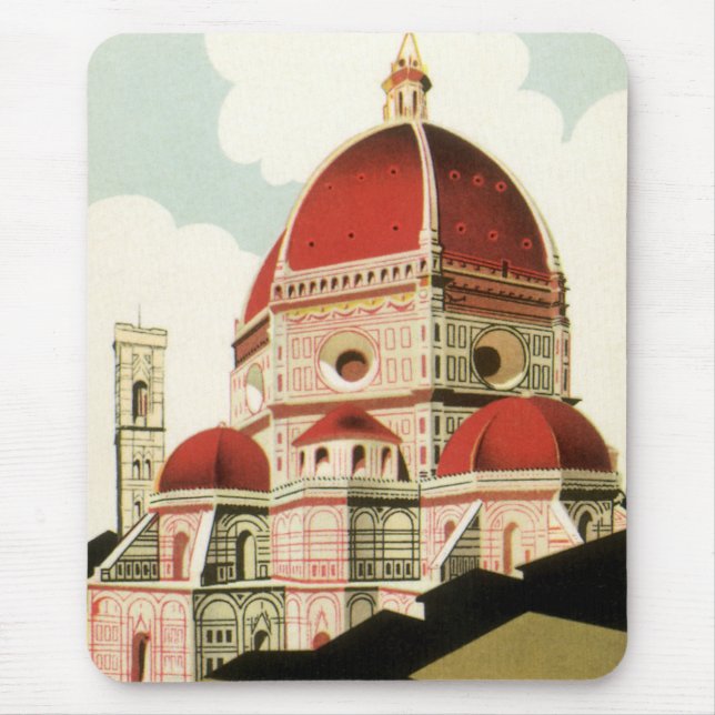 Mousepad Duomo em Firenze Florence Itália Viagens vintage A (Frente)